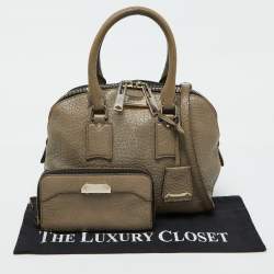 Burberry Taupe Grey Grain Leather Small Orchard Bowler Bag