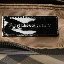 Pre Owned Burberry Black/Beige Nova Check Coated Canvas and Patent Leather Moore Hobo