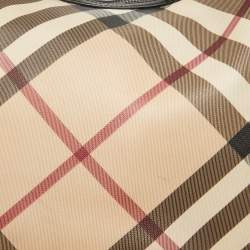 Pre Owned Burberry Black/Beige Nova Check Coated Canvas and Patent Leather Moore Hobo