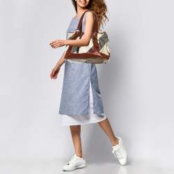 Burberry Brown Mega Check Canvas and Leather Lowry Tote