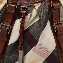 Burberry Brown Mega Check Canvas and Leather Lowry Tote
