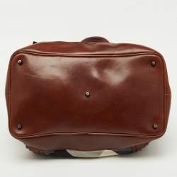 Burberry Brown Mega Check Canvas and Leather Lowry Tote