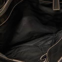 Burberry Metallic/Black Beat Check Nylon and Leather Buckle Hobo