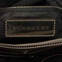 Burberry Metallic/Black Beat Check Nylon and Leather Buckle Hobo