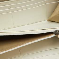 Burberry White Check Embossed Patent Leather Zip Round Wallet