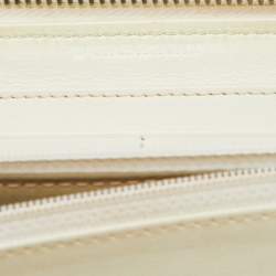 Burberry White Check Embossed Patent Leather Zip Round Wallet