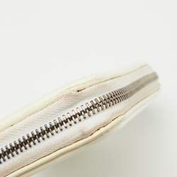 Burberry White Check Embossed Patent Leather Zip Round Wallet