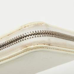 Burberry White Check Embossed Patent Leather Zip Round Wallet