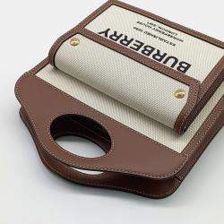 Pre Owned Burberry Beige Brown Canvas and Leather pocket mini bag