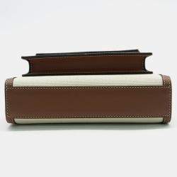 Pre Owned Burberry Beige Brown Canvas and Leather pocket mini bag