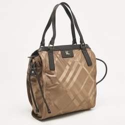 Burberry Khaki/Black Nova Check Nylon and Leather Buckleigh Tote