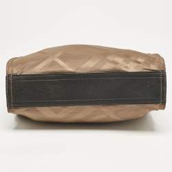 Burberry Khaki/Black Nova Check Nylon and Leather Buckleigh Tote