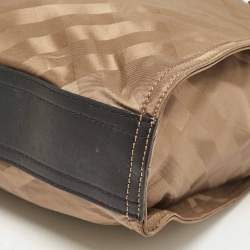 Burberry Khaki/Black Nova Check Nylon and Leather Buckleigh Tote