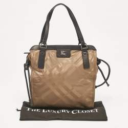Burberry Khaki/Black Nova Check Nylon and Leather Buckleigh Tote