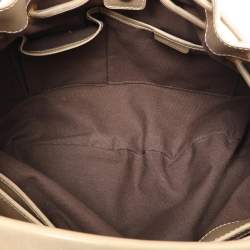 Pre Owned Burberry Beige/Olive Summer Check Canvas and Leather Mason Warrior Hobo