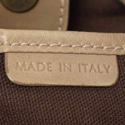 Pre Owned Burberry Beige/Olive Summer Check Canvas and Leather Mason Warrior Hobo