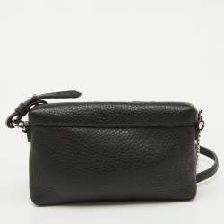 Pre Owned Burberry Black Leather Eyelet Crossbody Bag
