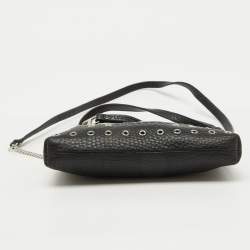 Pre Owned Burberry Black Leather Eyelet Crossbody Bag