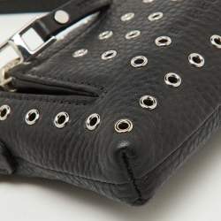 Pre Owned Burberry Black Leather Eyelet Crossbody Bag