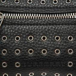 Pre Owned Burberry Black Leather Eyelet Crossbody Bag