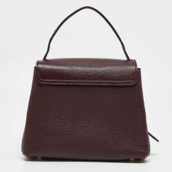 Burberry Burgundy/Beige House Check Canvas and Leather Camberley Top Handle Bag