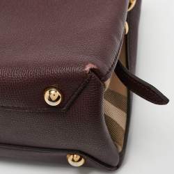 Burberry Burgundy/Beige House Check Canvas and Leather Camberley Top Handle Bag