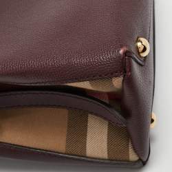 Burberry Burgundy/Beige House Check Canvas and Leather Camberley Top Handle Bag