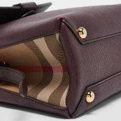 Burberry Burgundy/Beige House Check Canvas and Leather Camberley Top Handle Bag