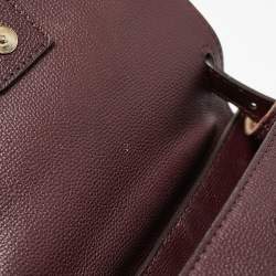 Burberry Burgundy/Beige House Check Canvas and Leather Camberley Top Handle Bag