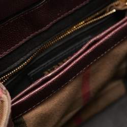 Burberry Burgundy/Beige House Check Canvas and Leather Camberley Top Handle Bag
