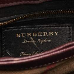 Burberry Burgundy/Beige House Check Canvas and Leather Camberley Top Handle Bag