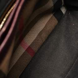Burberry Burgundy/Beige House Check Canvas and Leather Camberley Top Handle Bag