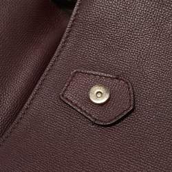 Burberry Burgundy/Beige House Check Canvas and Leather Camberley Top Handle Bag