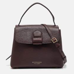 Burberry Burgundy/Beige House Check Canvas and Leather Camberley Top Handle Bag