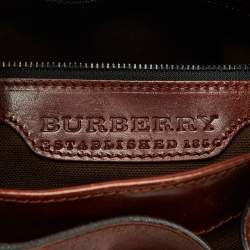 Burberry Brown/Beige House Check Canvas and Leather Bridle Hobo