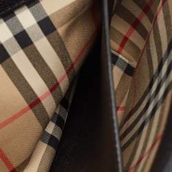 Burberry Black/Beige Check Canvas and Leather Note Shoulder Bag