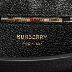 Burberry Black/Beige Check Canvas and Leather Note Shoulder Bag