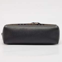 Burberry Black/Beige Check Canvas and Leather Note Shoulder Bag
