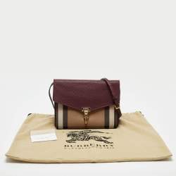 مملوكة مسبقًا Burberry Burgundy/Beige Check Fabric and Leather Small Macken Crossbody Bag