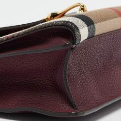 مملوكة مسبقًا Burberry Burgundy/Beige Check Fabric and Leather Small Macken Crossbody Bag