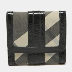 Burberry Smoke Beat Check Nylon and Patent Leather French Wallet