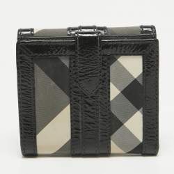 Burberry Smoke Beat Check Nylon and Patent Leather French Wallet