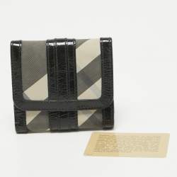 Burberry Smoke Beat Check Nylon and Patent Leather French Wallet
