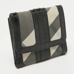 Burberry Smoke Beat Check Nylon and Patent Leather French Wallet