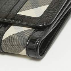 Burberry Smoke Beat Check Nylon and Patent Leather French Wallet