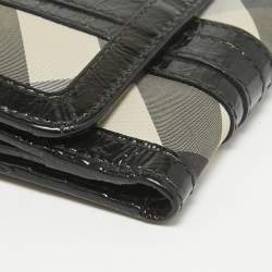 Burberry Smoke Beat Check Nylon and Patent Leather French Wallet