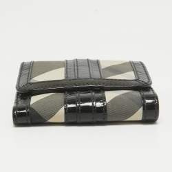 Burberry Smoke Beat Check Nylon and Patent Leather French Wallet