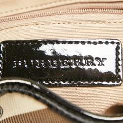 Pre Owned Burberry Black/Beige Supernova Check PVC Medium Drawstring Backpack