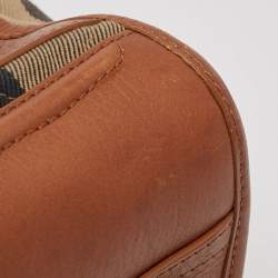 Burberry Brown/Beige Quilted House Check Canvas and Leather Manor Bag