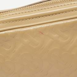 Pre Owned Burberry Beige Monogram Embossed Leather Camera Crossbody Bag